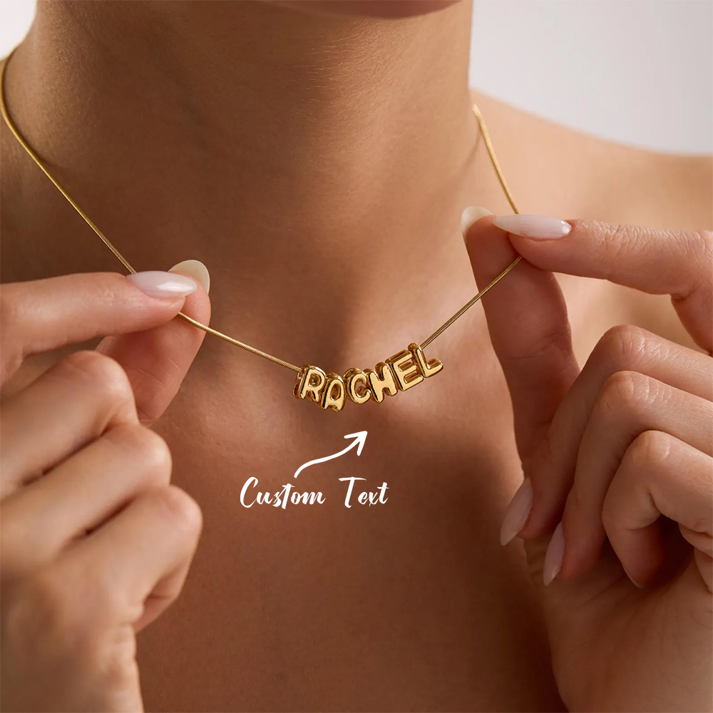 Women Fashion Names - Personalisierte Ballon-Initialen-Halskette für Frauen, personalisiertes Alphabet,