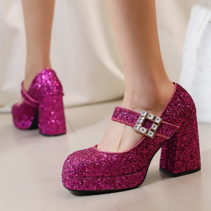 Xxl Women Fashion - Damen Blockabsatz Mary Jane Schuhe Große