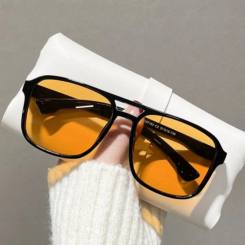 Women'S Fashion Eyeglasses - Quadratische Doppelbrücken-Sonnenbrille für Damen, Retro-Shades UV400,