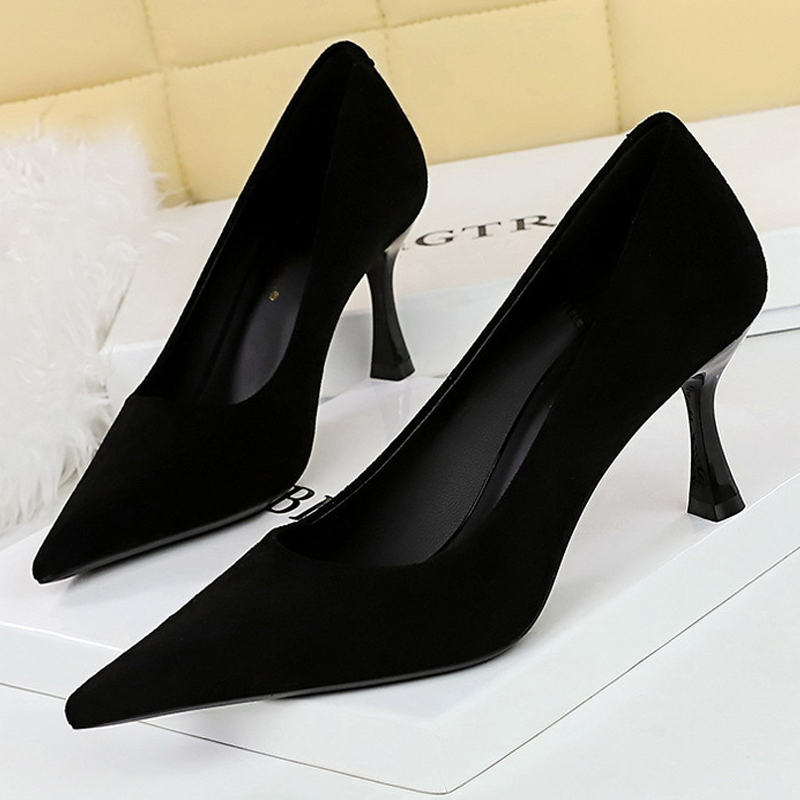 Xxl Women Fashion - BIGTREE Schuhe Wildleder Schwarz Damen Pumps