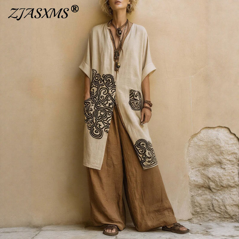 Women'S Fashion Kimono - Boho Kimono mit offener Vorderseite, geometrischem