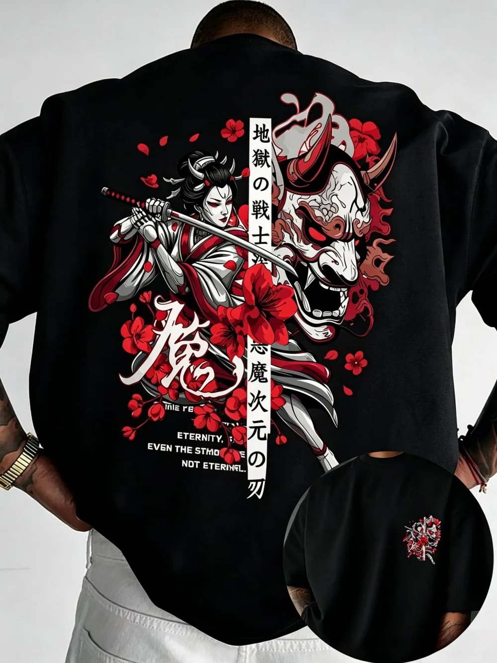 Women Fashion Usa - Sommerliches Amerikanisches Retro-Samurai-T-Shirt für Damen mit