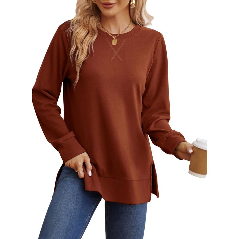 Women'S Fashion Trends Fall 2025 - Damen-Sweatshirt mit Seitenschlitz Herbstmode 2025 Langarm-Shirts