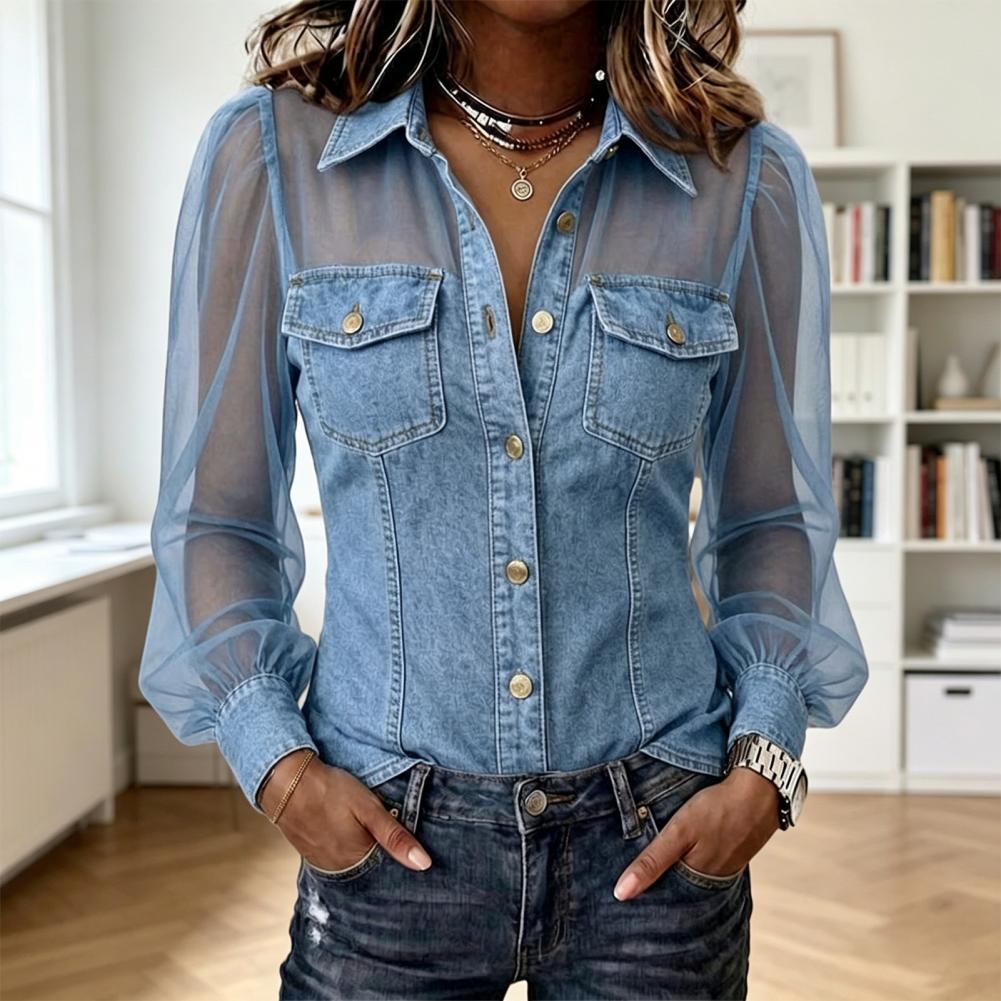 2026 Mesh-Patchwork-Denim-Blus – Women Fashion 80S Bewertung und Preis