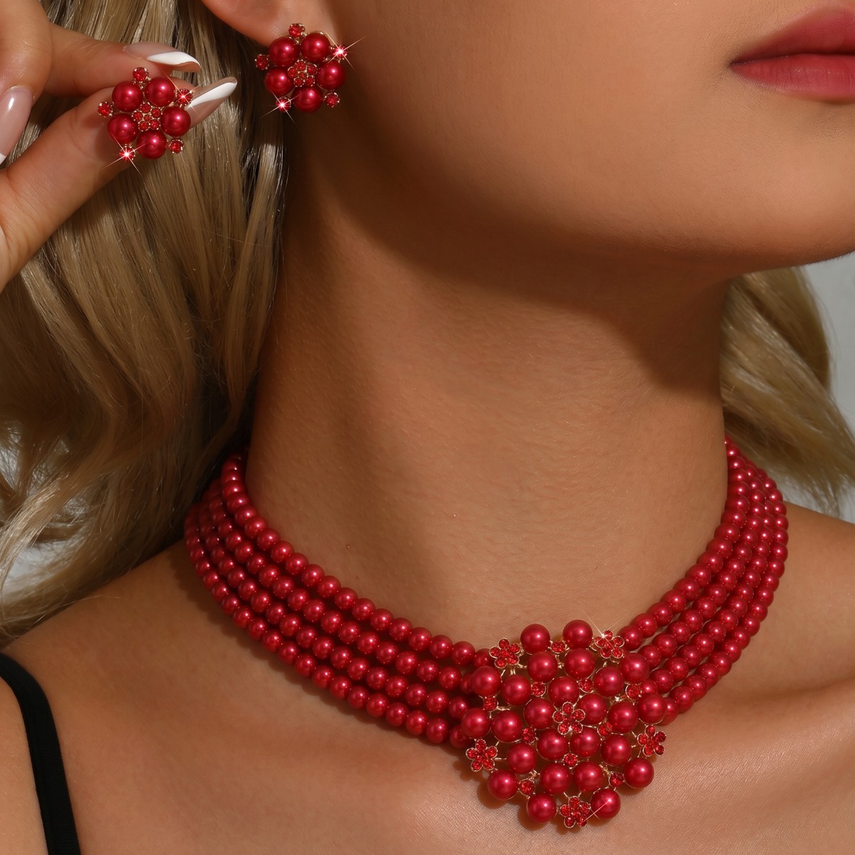Damen-Mehrstrang-Perlenblumen- – Women Fashion Photoshoot Bewertung und Preis